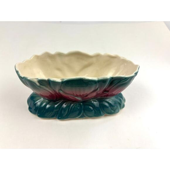 VTG Royal Copley Ceramic Pink & Blue Tulip Floral Pottery Planter Art Nouveau - Picture 3 of 16